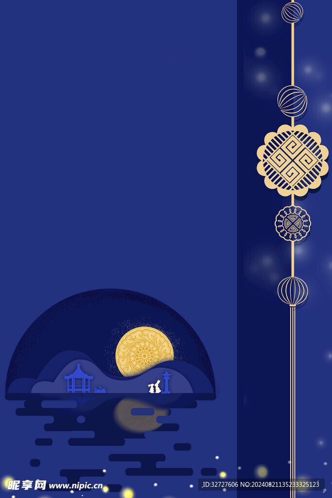 中秋節燙金黑金素材
