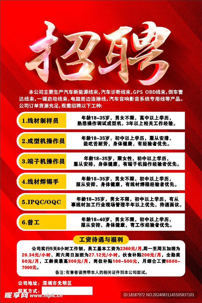 工廠招聘