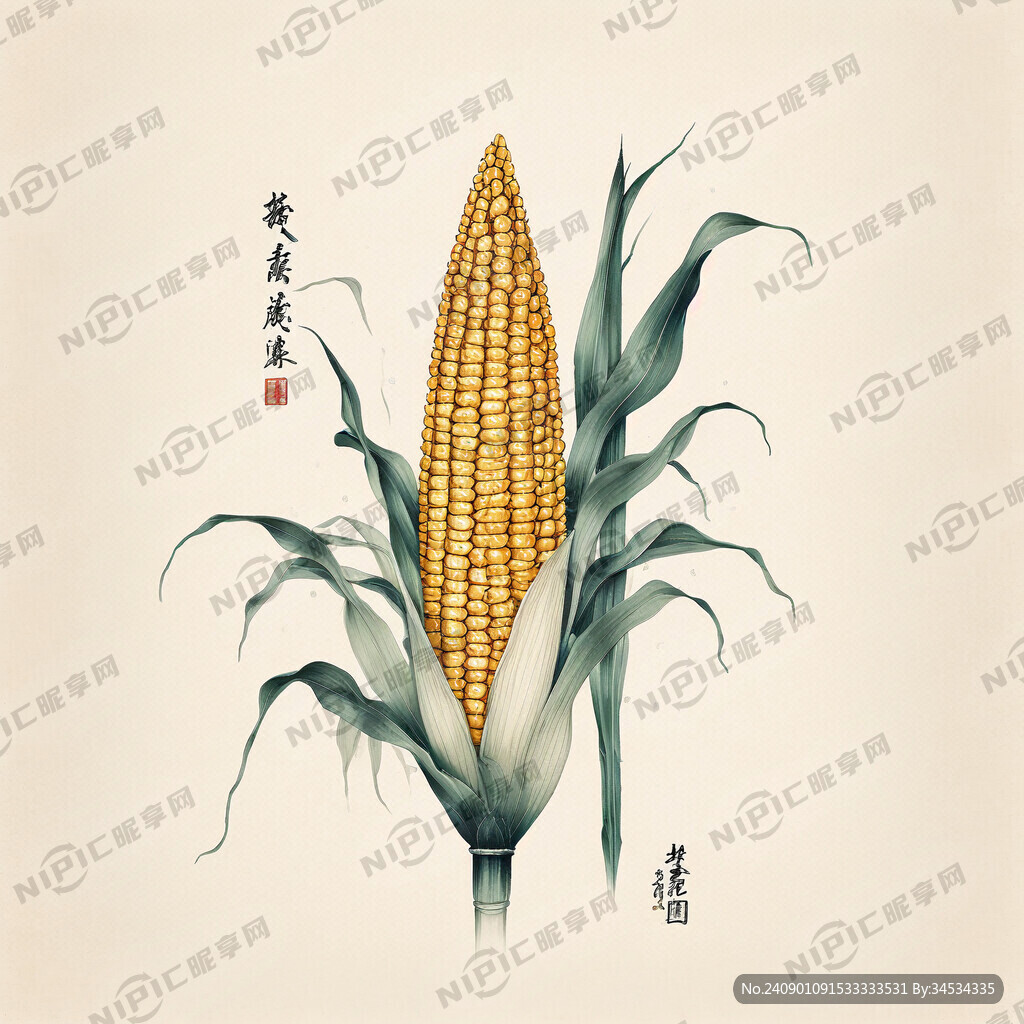 中國風(fēng)玉米插畫
