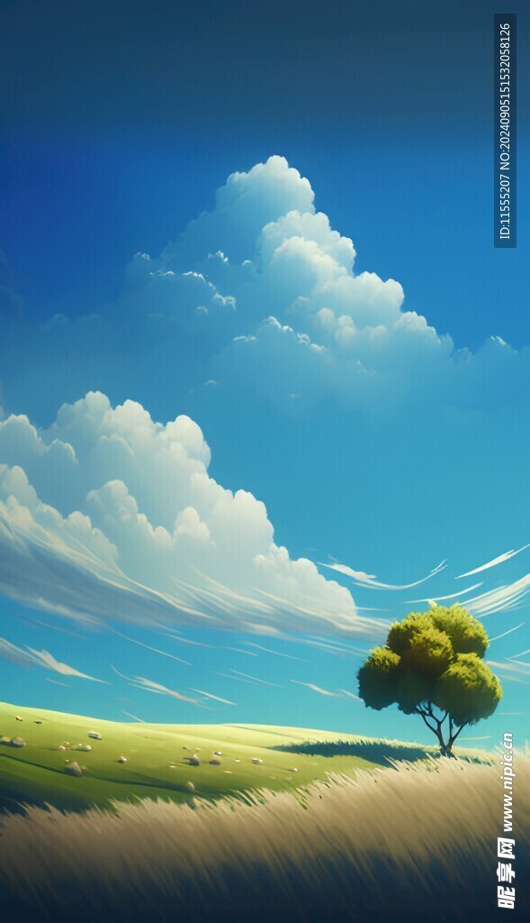 戶外景色草地藍(lán)天白云背景圖
