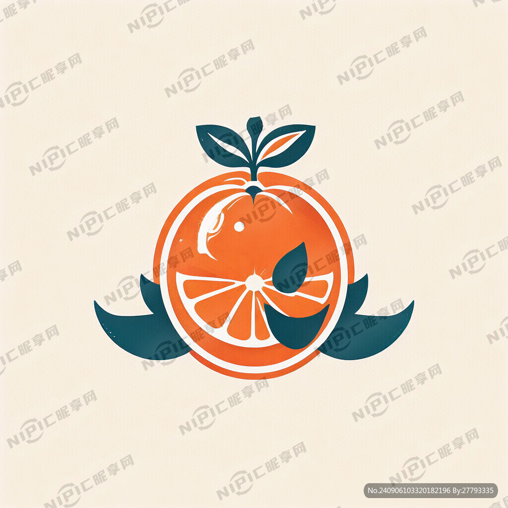 橙子簡約標志 有水的元素