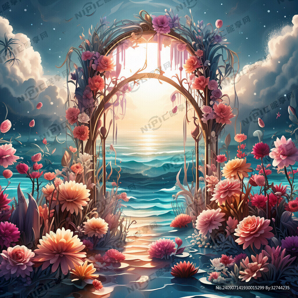 海洋 鮮花 時尚元素類的拱門