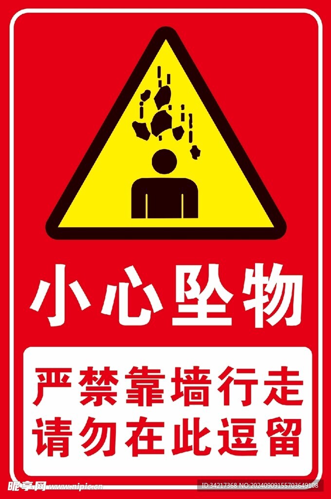小心墜物 警示牌 提示