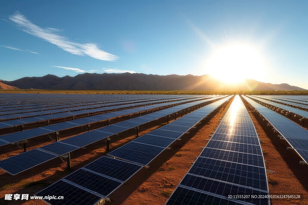 太陽能發電站硅板發電清潔能源
