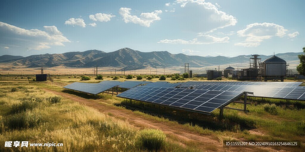 太陽能發電站硅板發電清潔能源