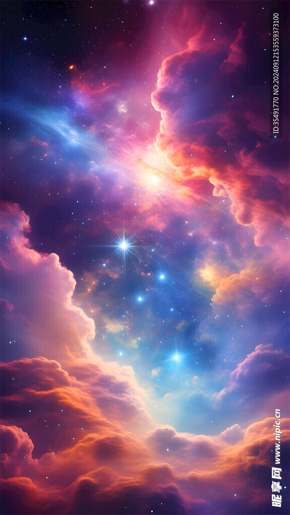 幻彩閃耀星空霞光背景