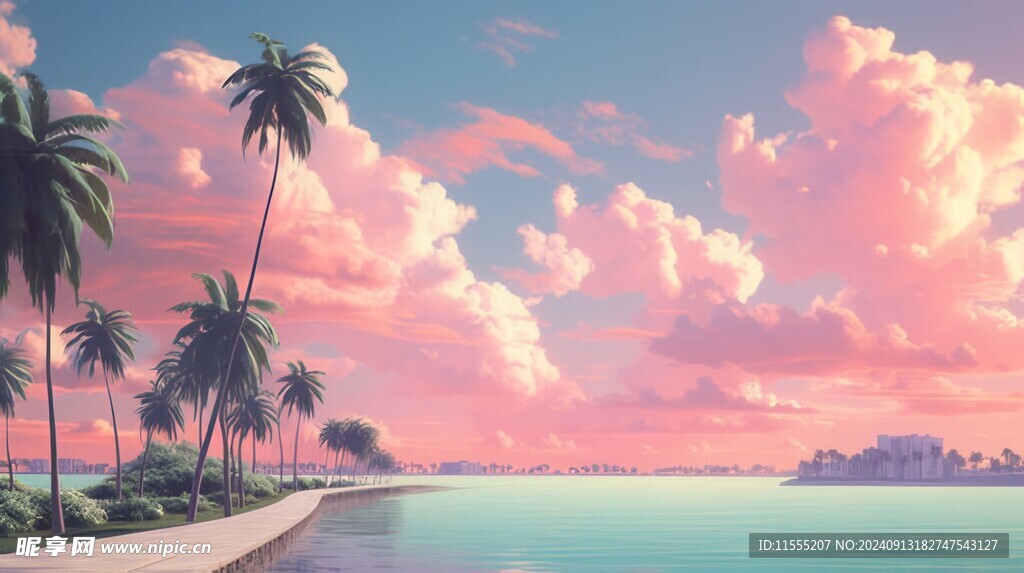 海邊晚霞風景
