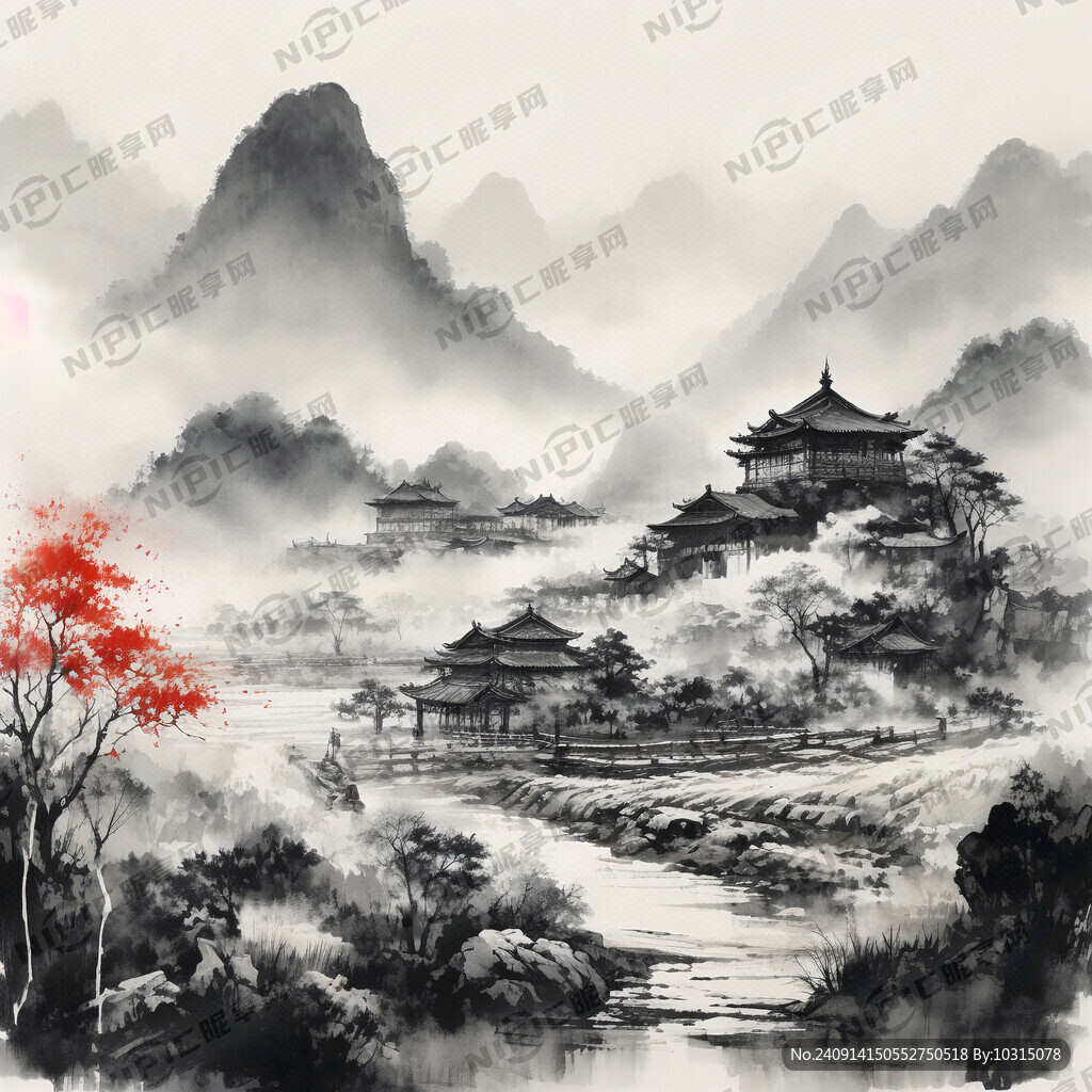中國北方農場形式 簡潔 黑白色