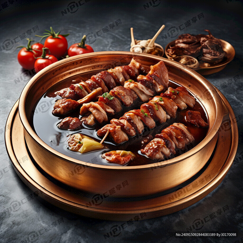 銅火鍋  一把肉串