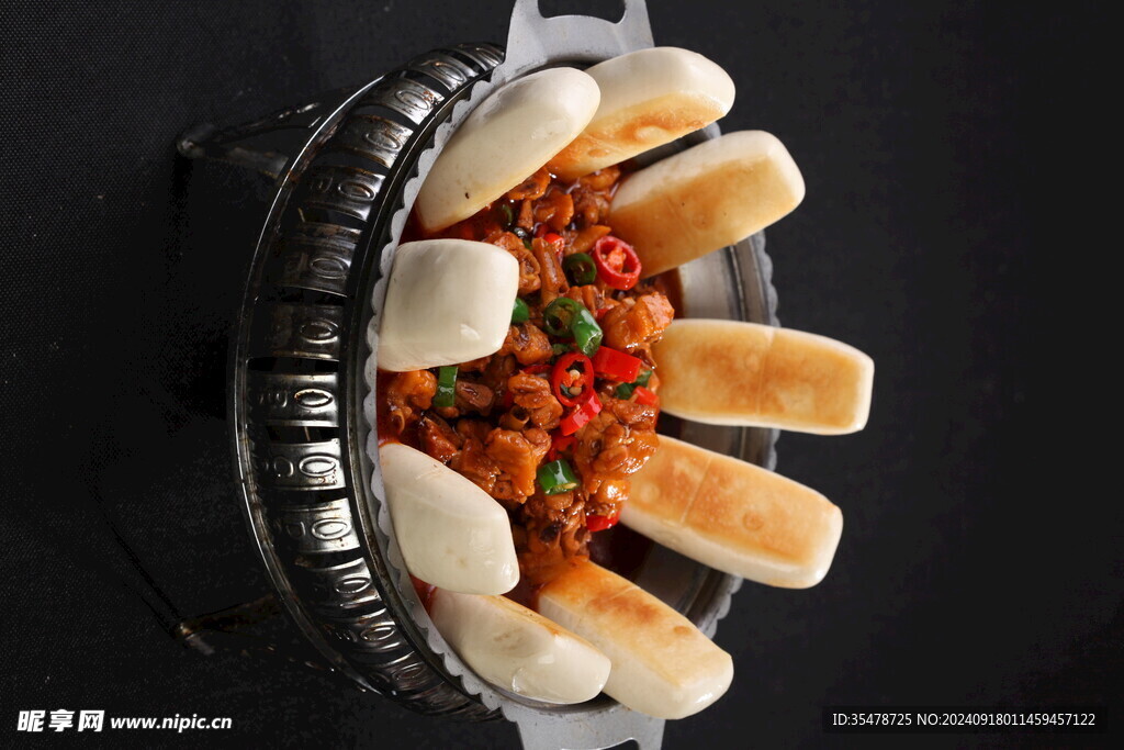  扛子饃沾雞