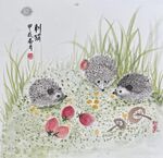 刺猬 國畫