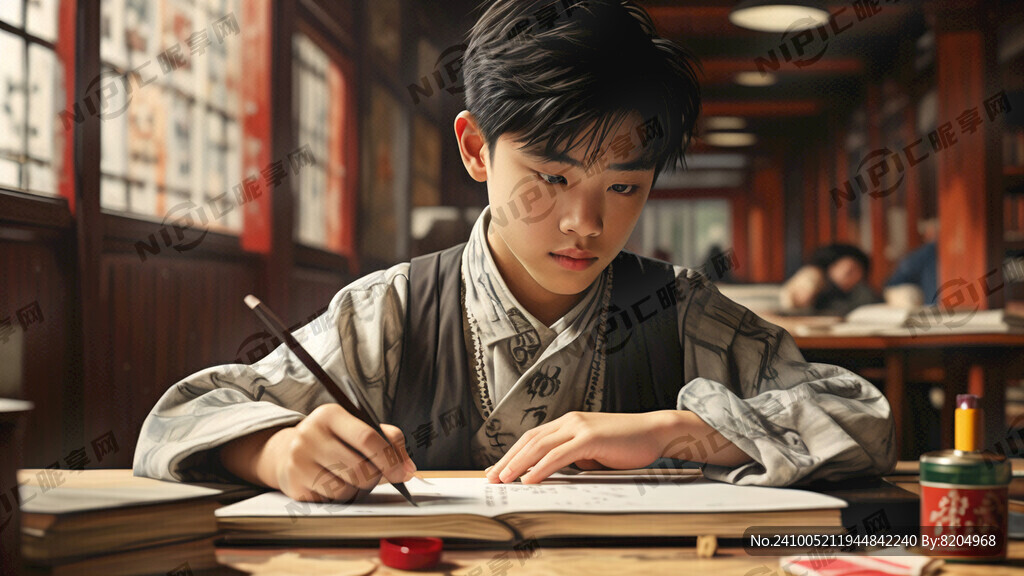 努力學習的少年