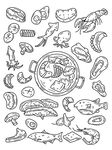 創意線條火鍋插畫