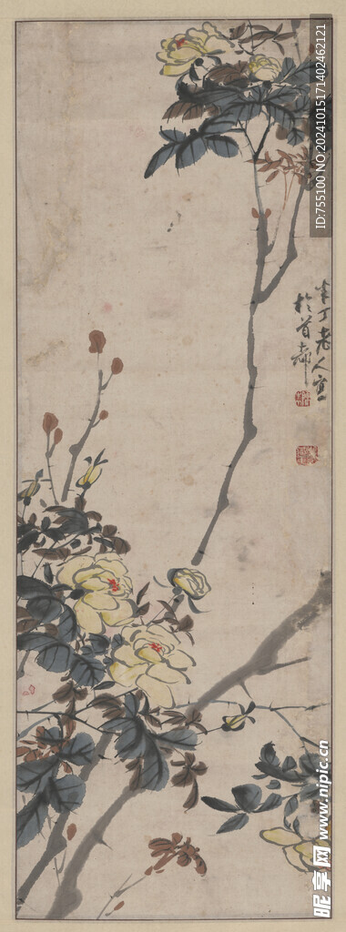 陳半丁薔薇花圖