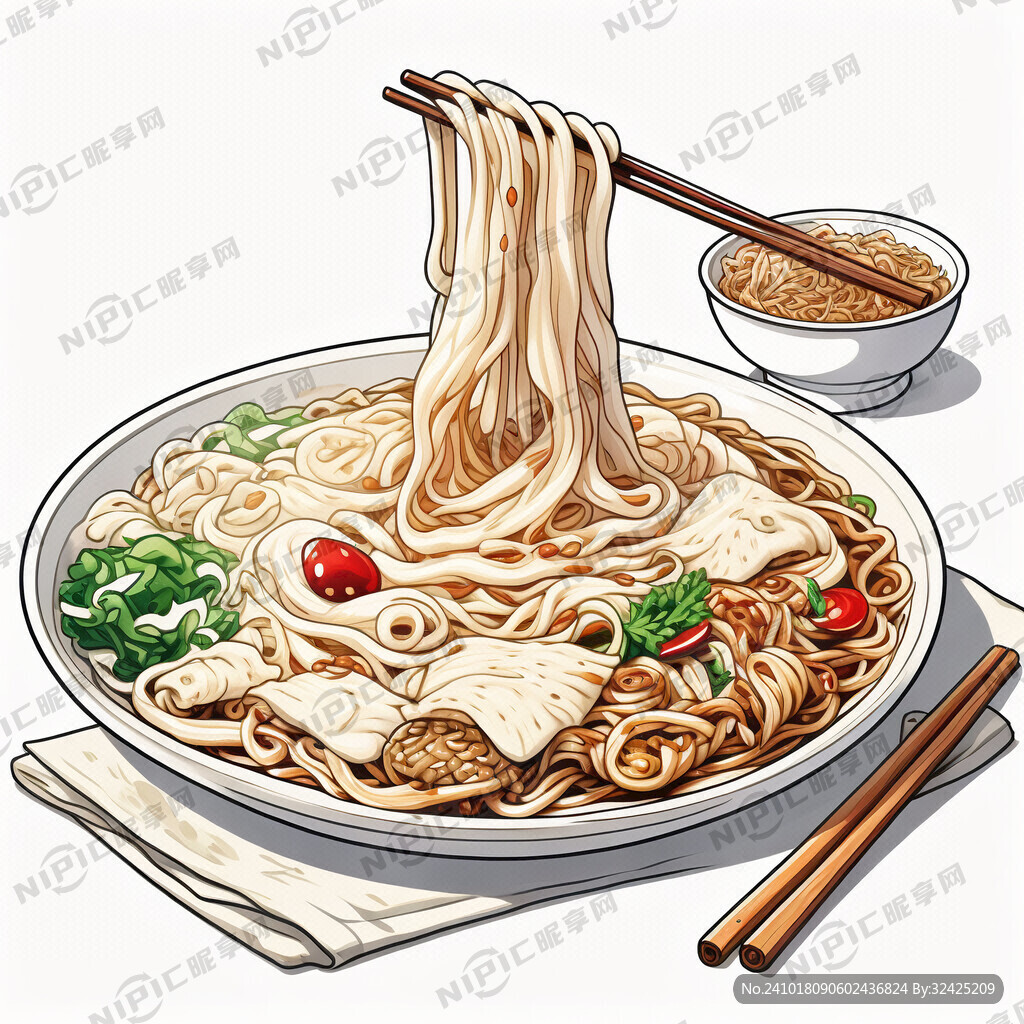 鋪蓋面、面食、卡通、有食欲