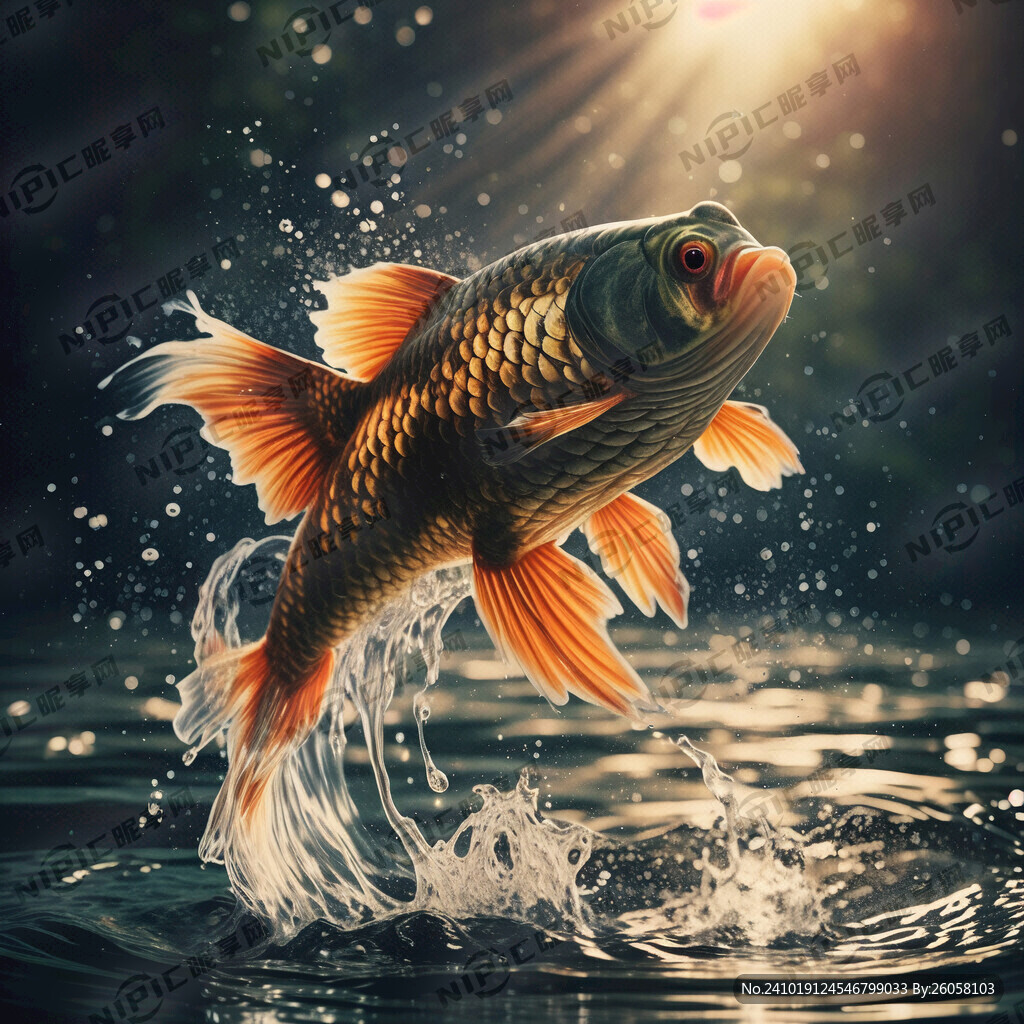 鯉魚向上躍出水面