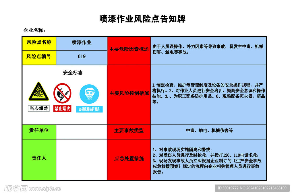 噴漆作業(yè)風(fēng)險(xiǎn)點(diǎn)告知牌