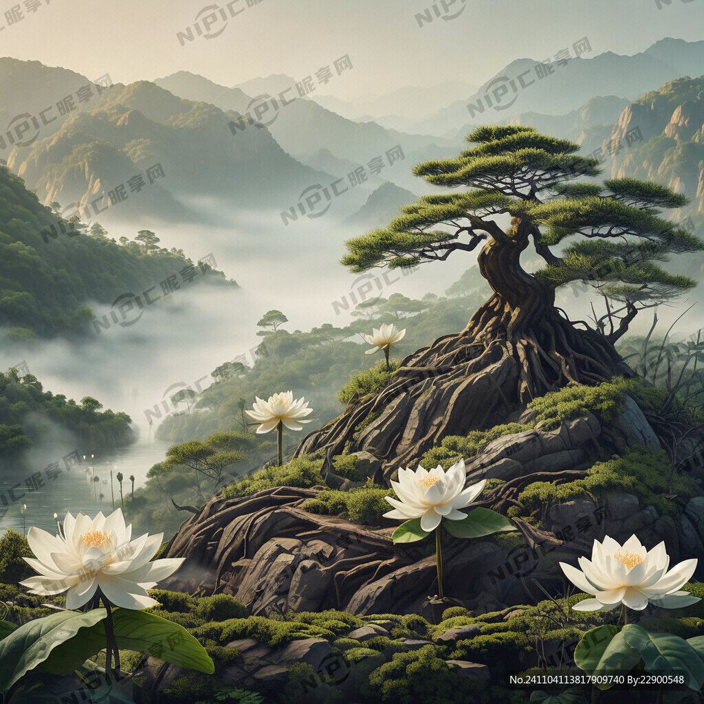 以蓮花為載體表達古樹茶葉、古樹