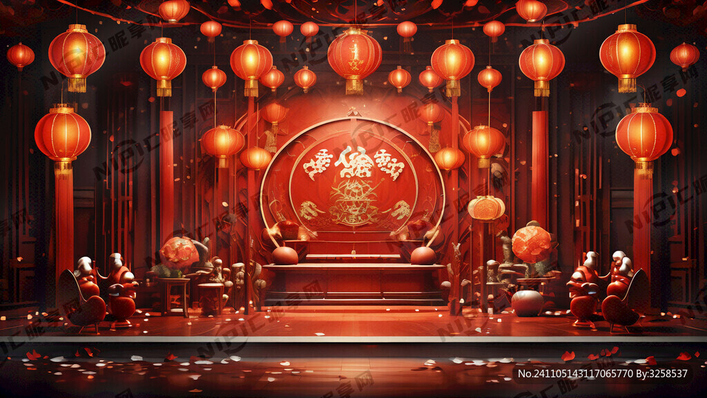 春節晚會 春節 紅色氛圍 喜慶
