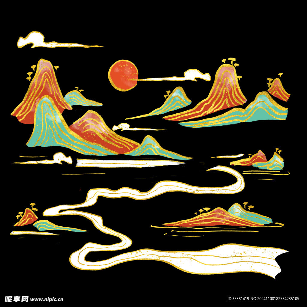 復古山峰祥云