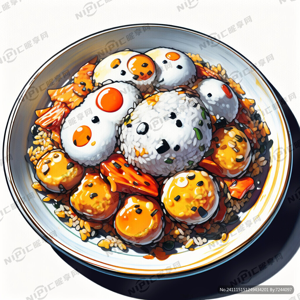 炒飯 蛋炒飯 卡通蛋炒飯 