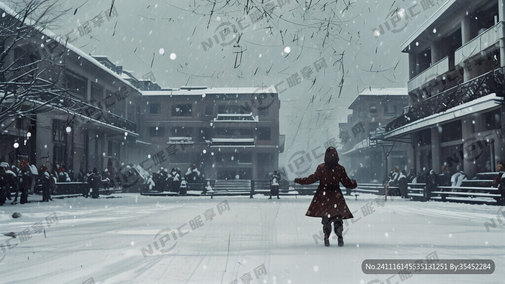 大雪 學校操場 瘋女人 跳舞