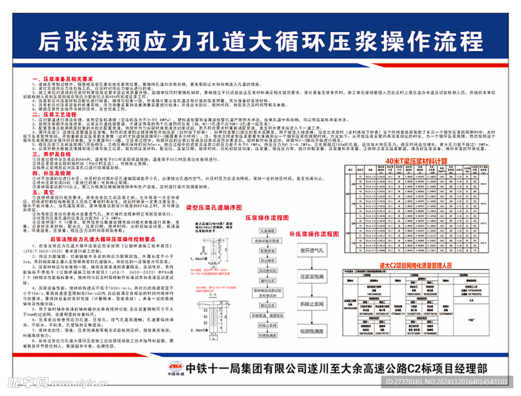 后張法預應力孔道大循環(huán)壓漿操作