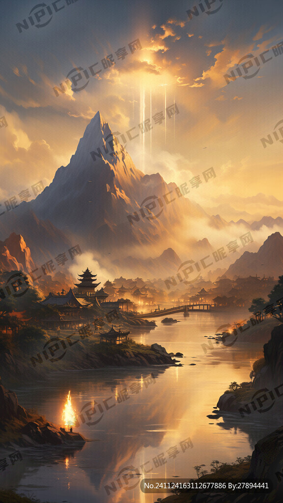 日照金山  金色