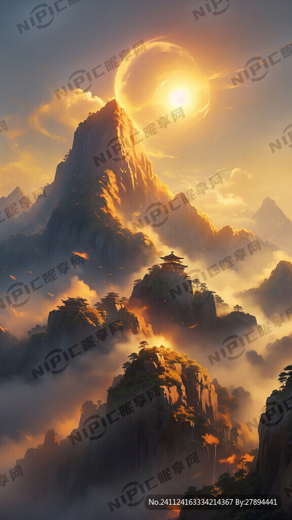 日照金山  突出日和山   