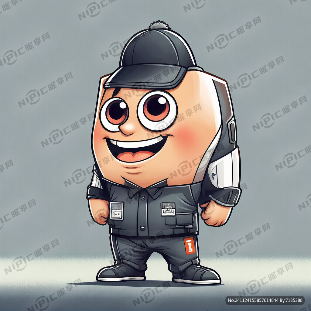 可愛 卡通保安 戴帽子  訓練