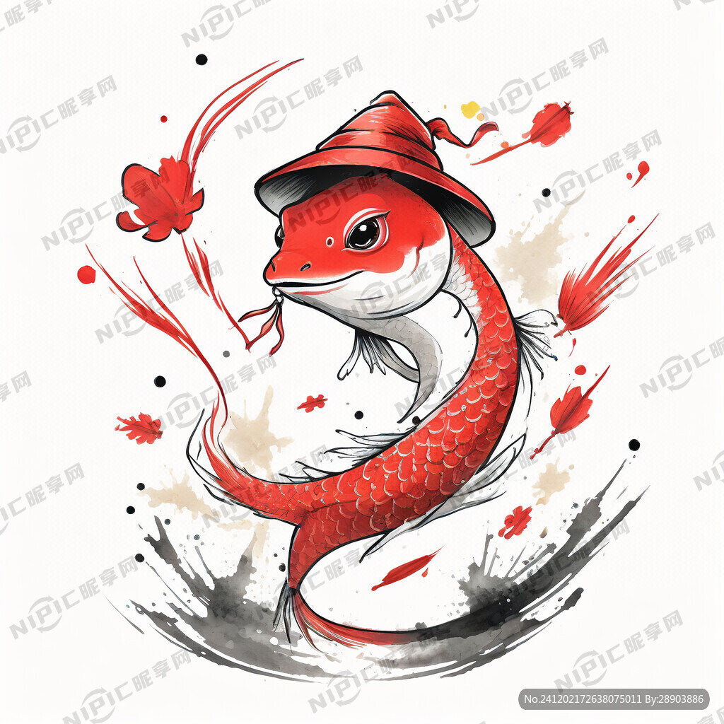 帶帽子的蛇  鯉魚 新年 鞭炮