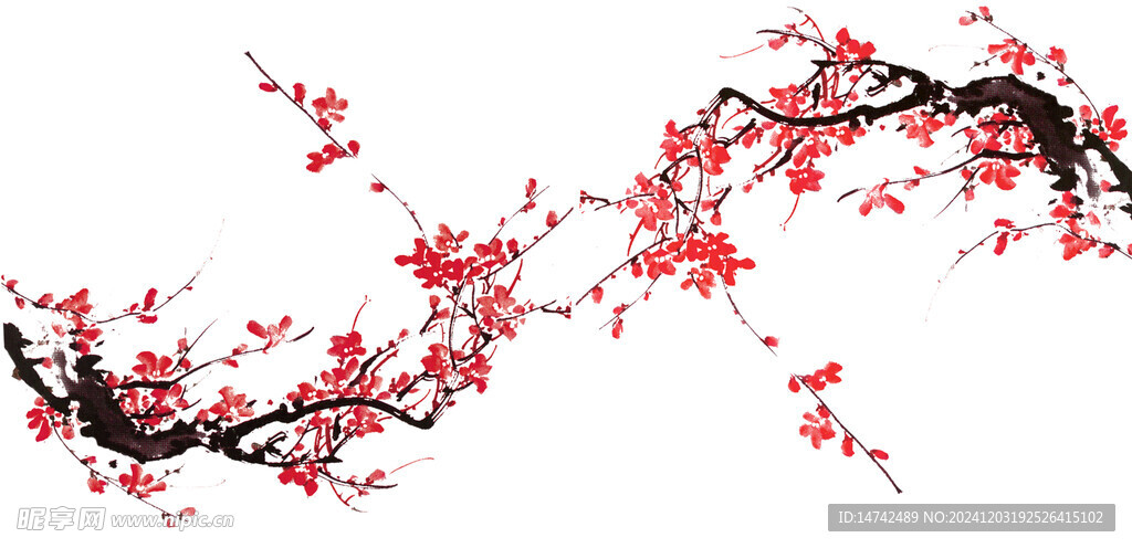 免扣水墨梅花