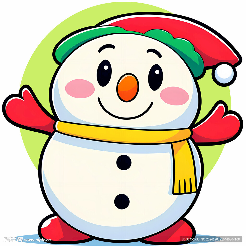 手繪卡通小丑雪人