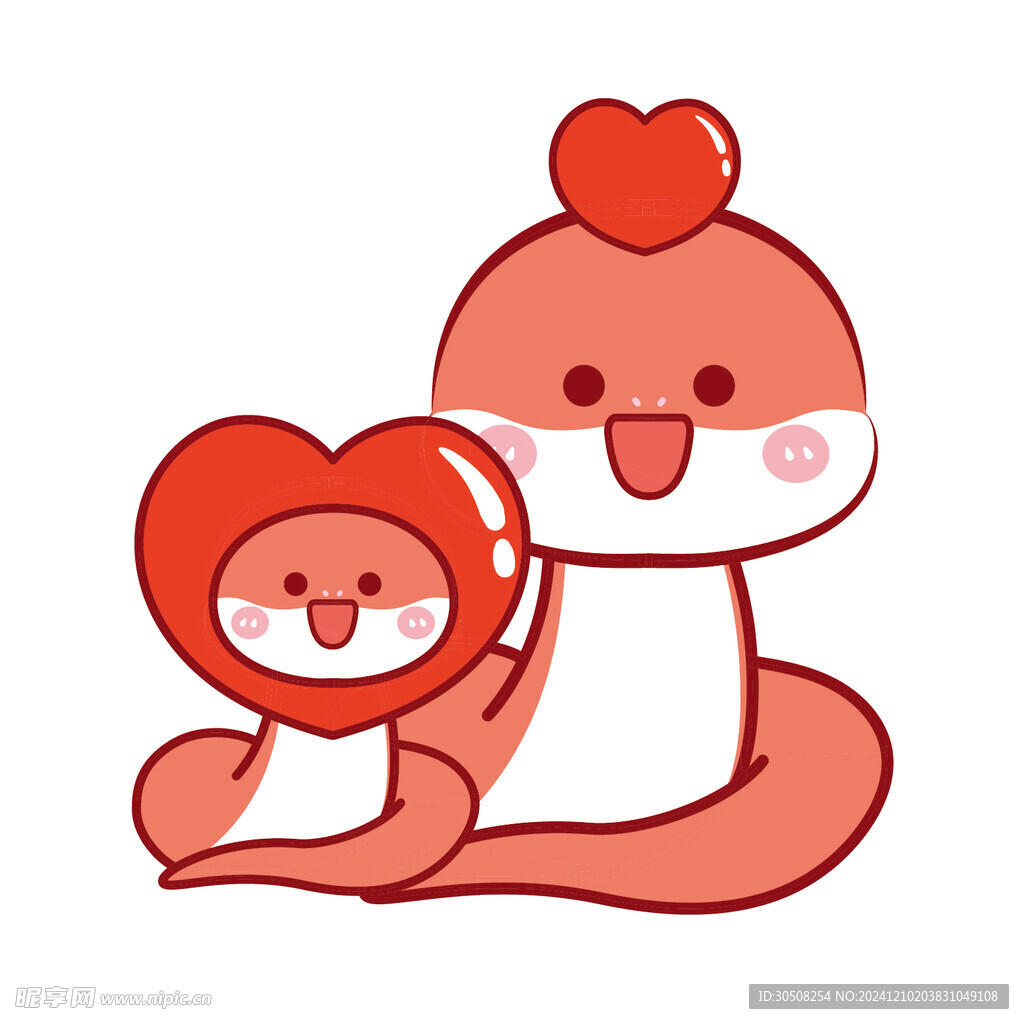 蛇寶寶水果頭套愛心卡通插畫