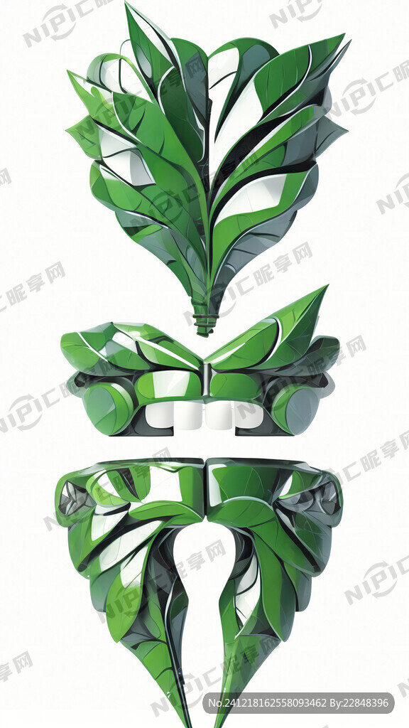 綠葉立體牙齒元素