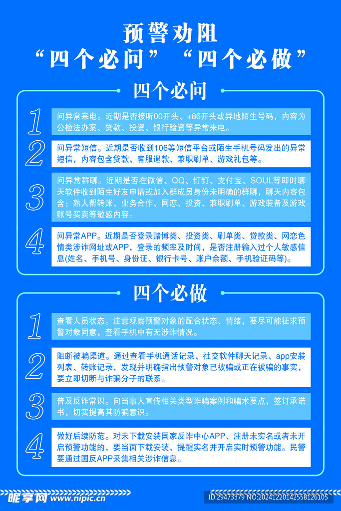 預警勸阻四個必問四個必做