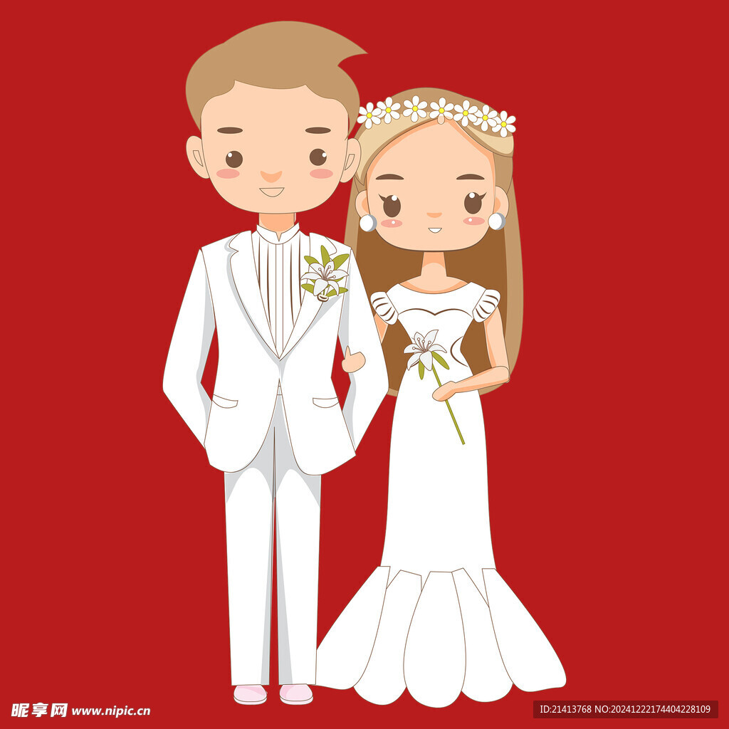 手繪結(jié)婚男女