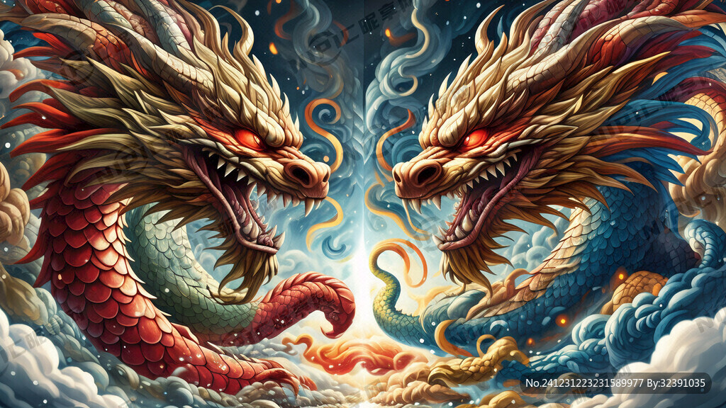 左右兩條龍中間龍珠