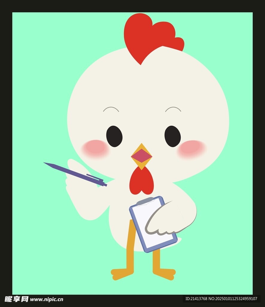 手繪線描小雞