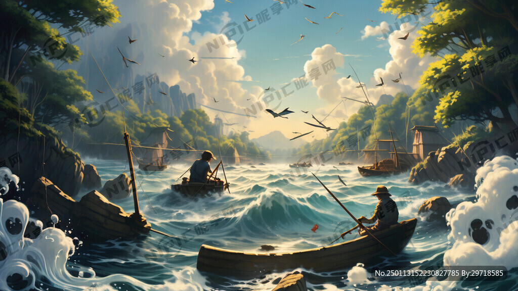 捕魚場景