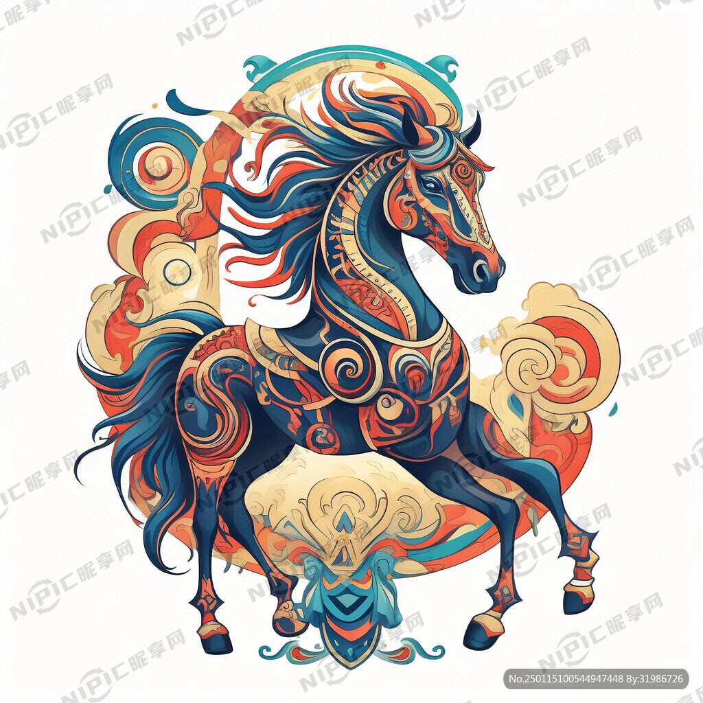 馬圖騰 部落 圖騰柱 插畫