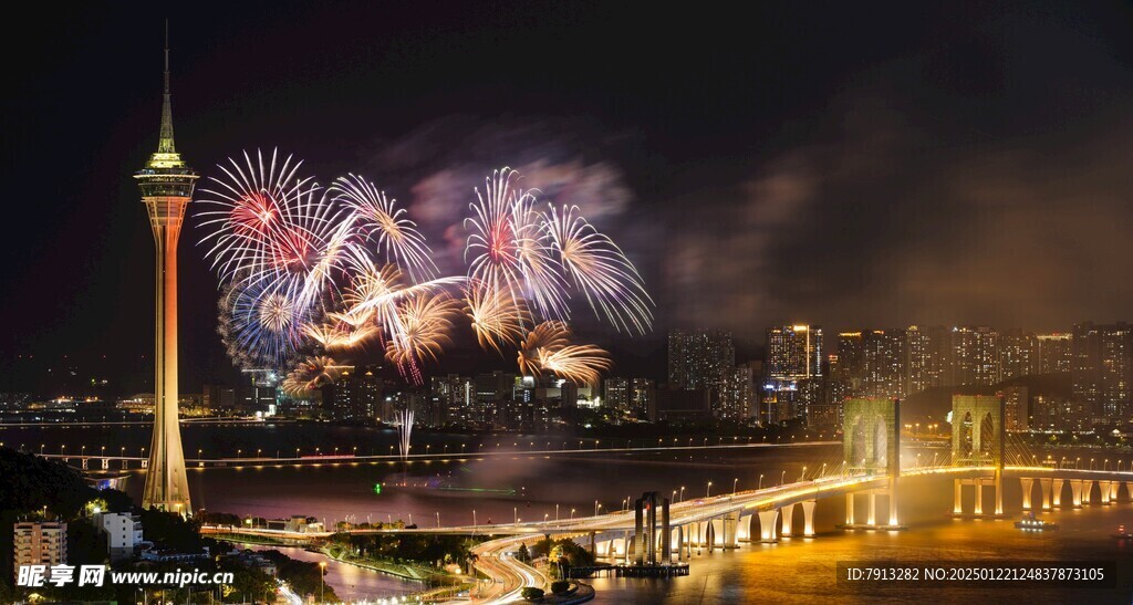 澳门新年烟花夜景摄影图 国内旅游 旅游摄影 摄影图库 昵图网