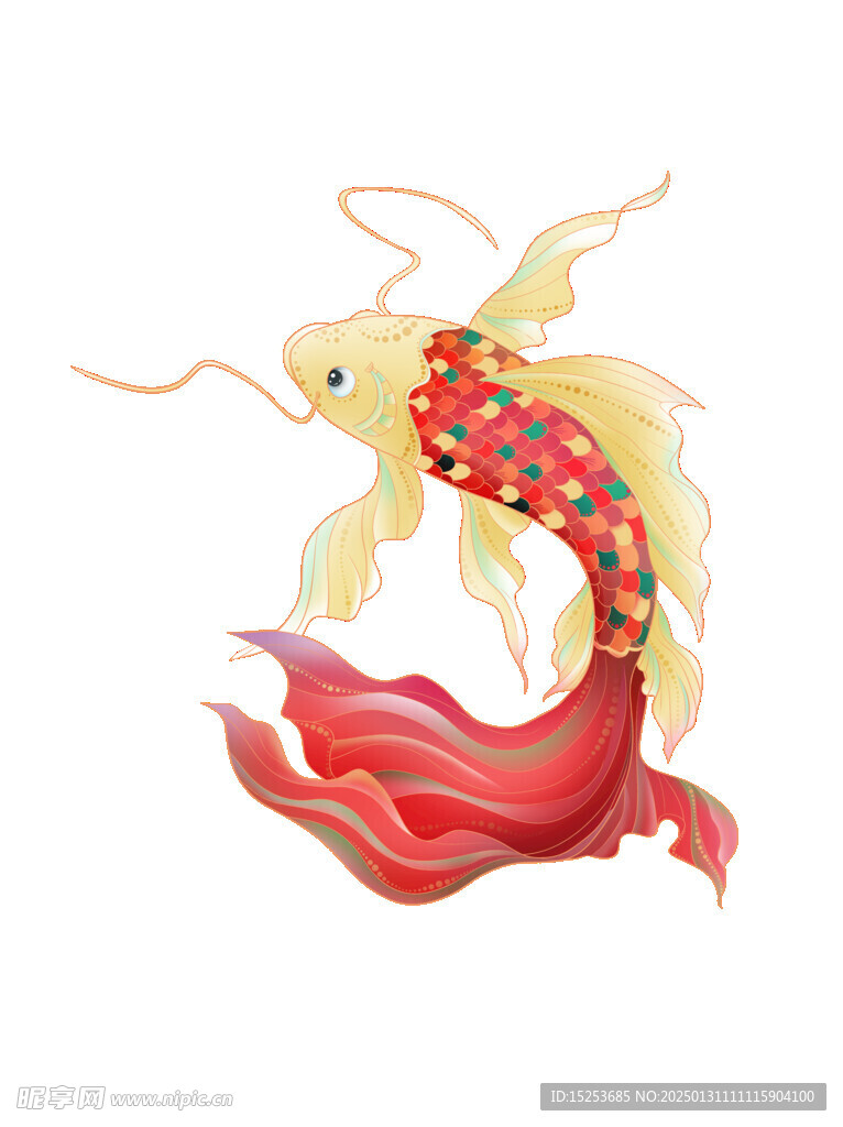 手繪國風錦鯉免摳元素