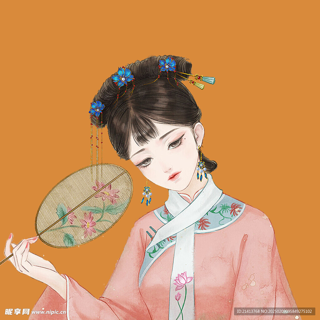手繪清朝美女 