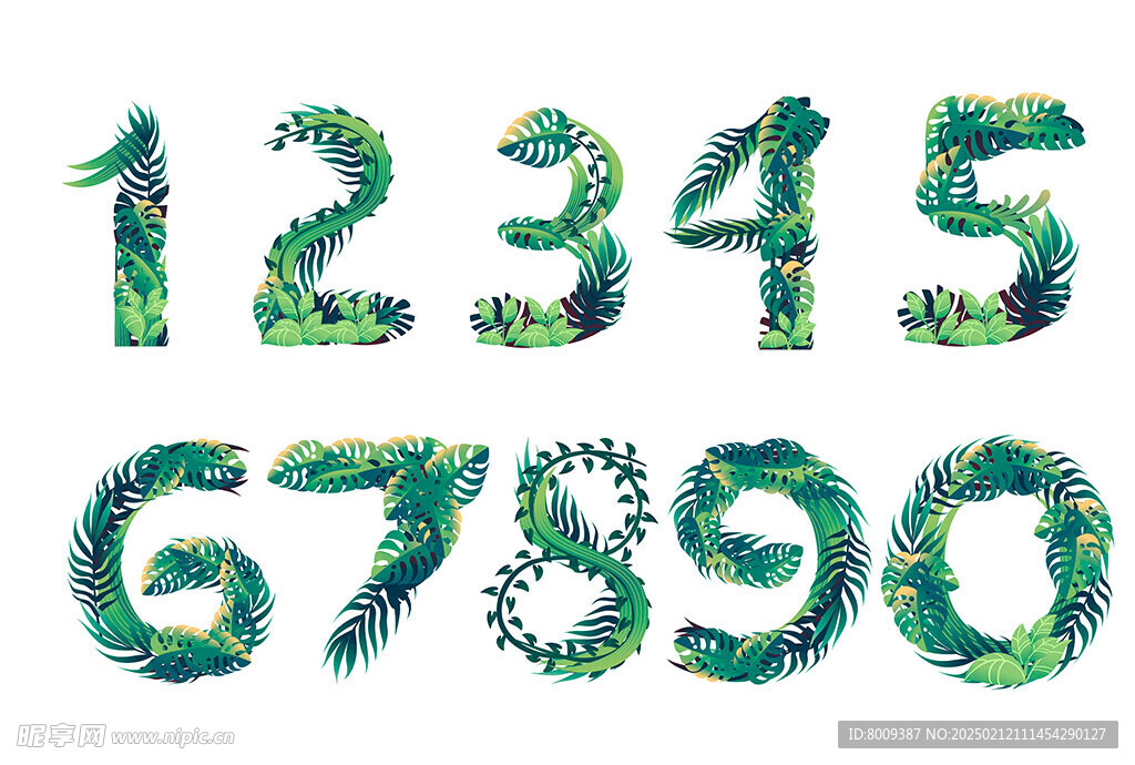 手繪綠植插畫數字元素
