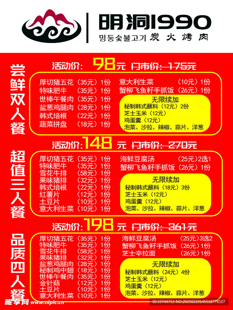 價格表