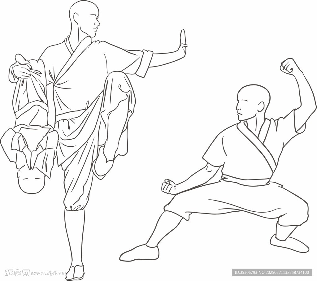 武僧人物線稿插畫