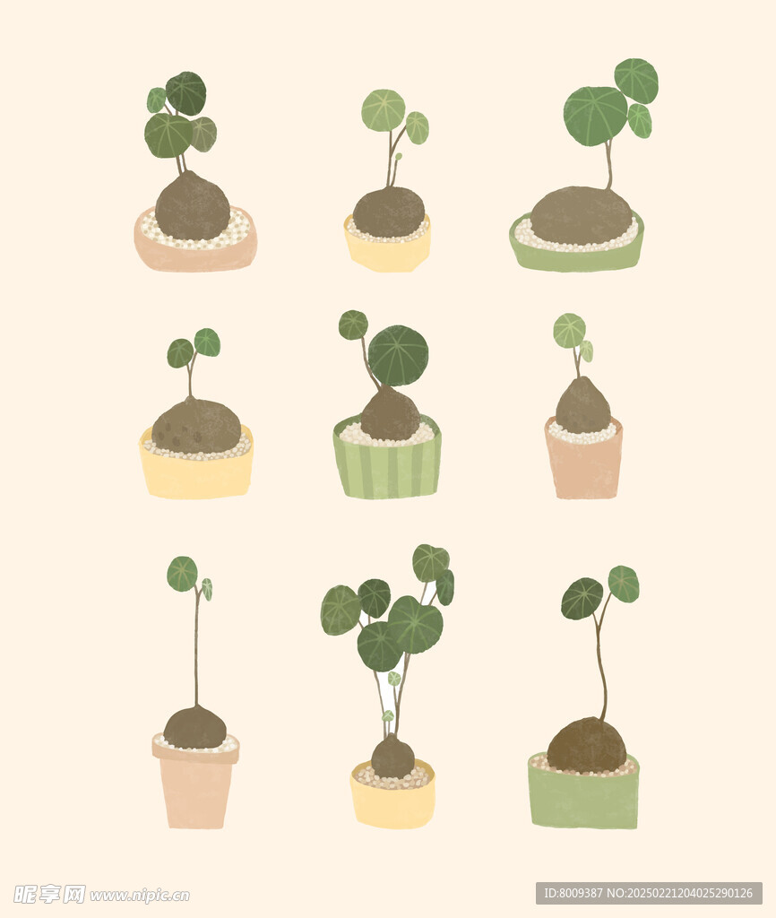扁平風綠植矢量插畫