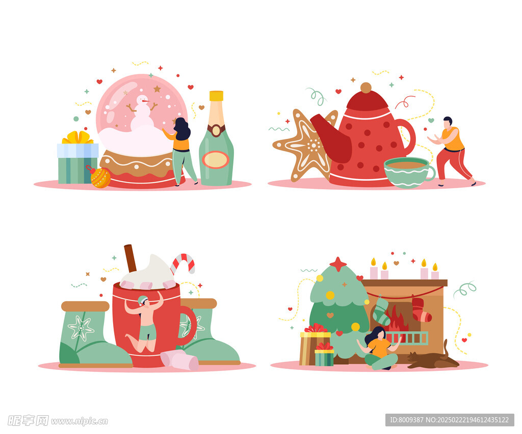可愛圣誕節(jié)插畫