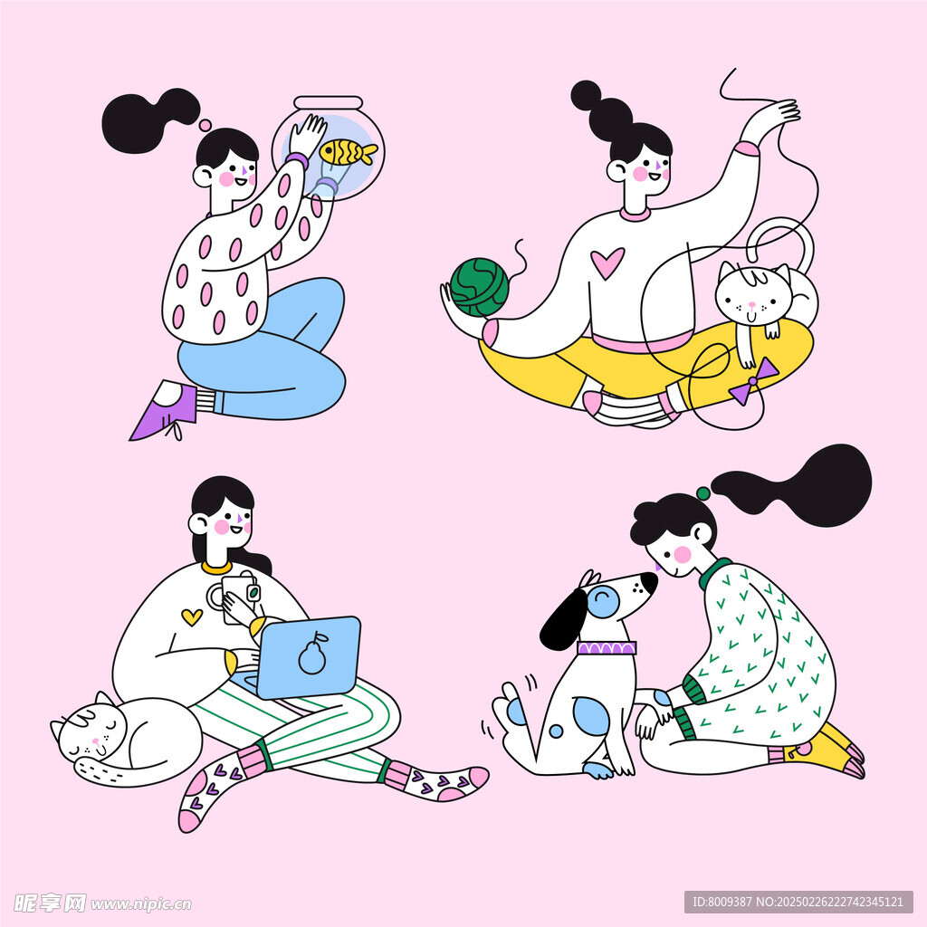 可愛女孩生活插畫
